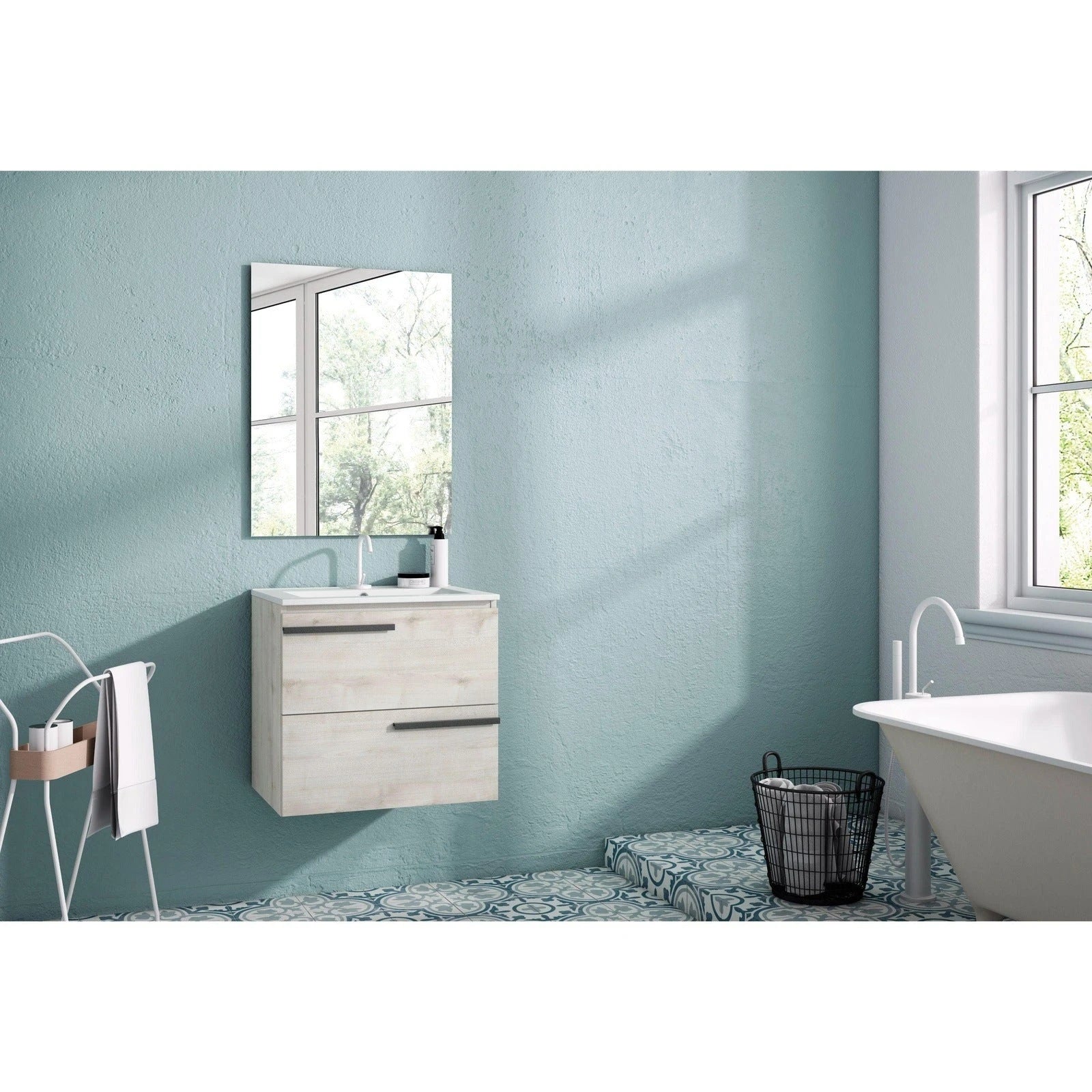 Lucena Bath Scala 24 single sink Vanity in Abedul, White or Tera. - Backyard Provider