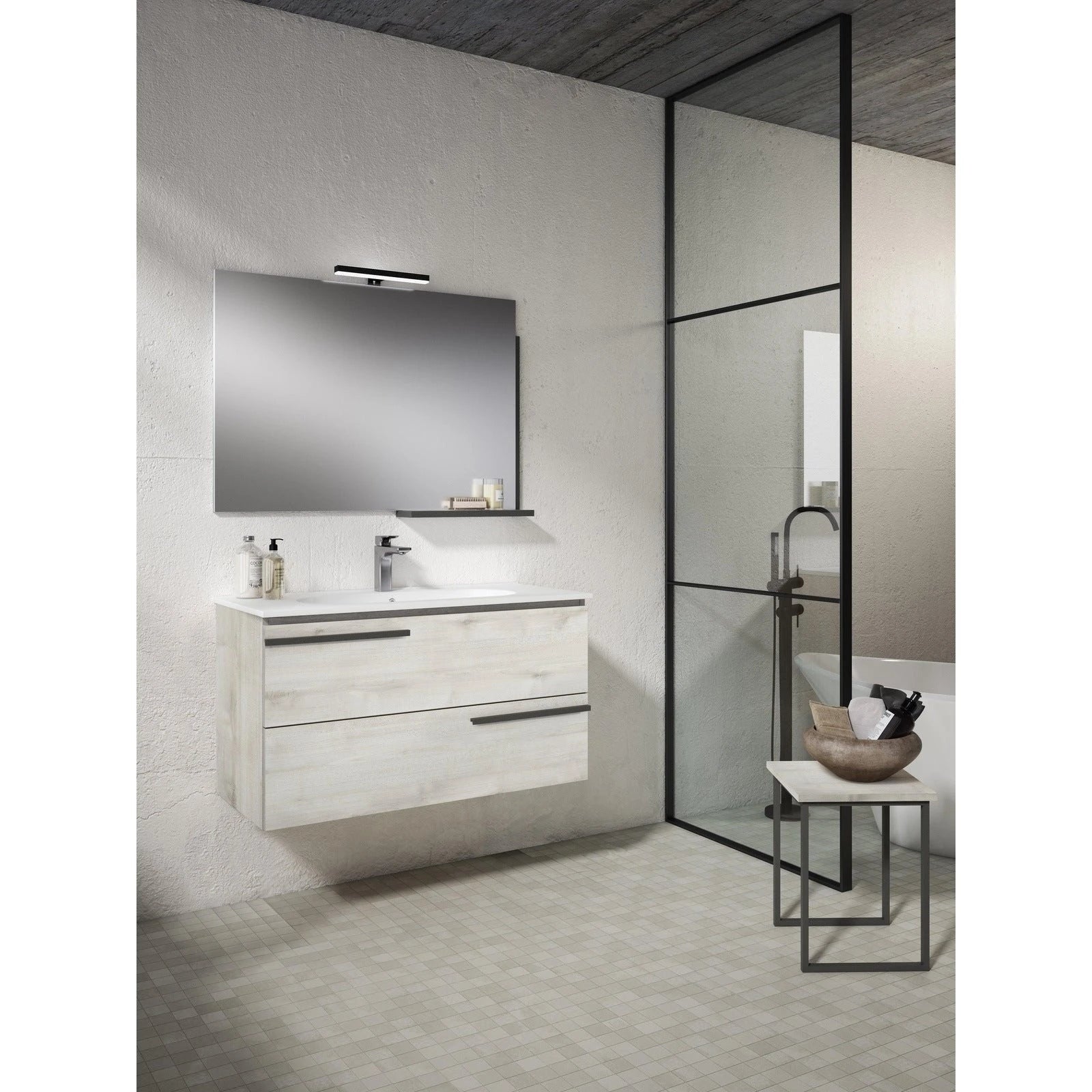 Lucena Bath Scala 24 single sink Vanity in Abedul, White or Tera. - Backyard Provider