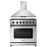 Thor Kitchen Appliance Package 36 in. Gas Range, 36 in. Range Hood, AP-LRG3601U