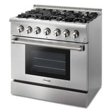 Thor Kitchen 36 in. Propane Gas Burner/Electric Oven Range in Stainless Steel, HRD3606ULP