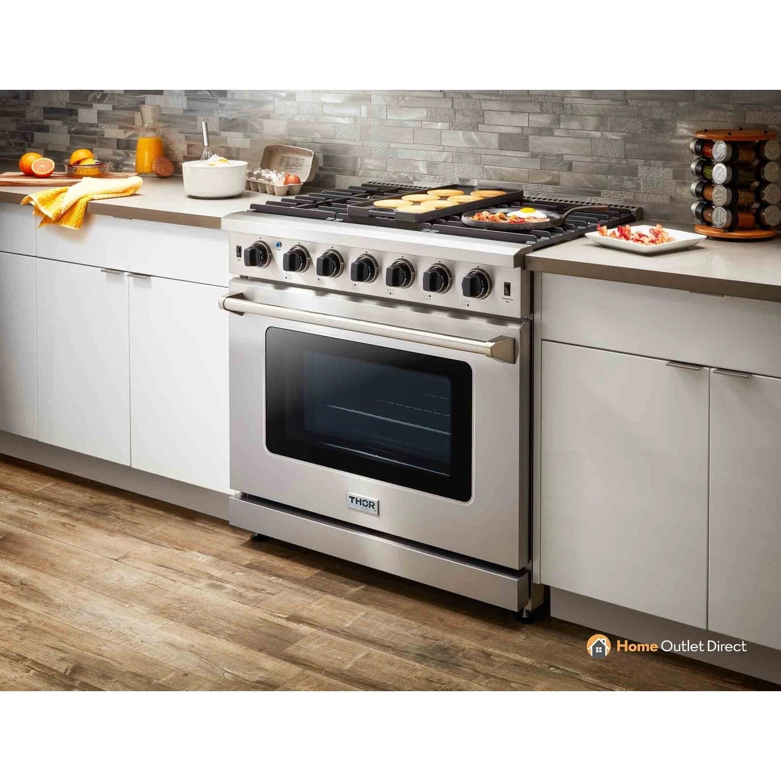 Thor Kitchen 36-Inch 6.0 Cu. Ft Single Oven Professional Gas Range in Stainless Steel LRG3601U