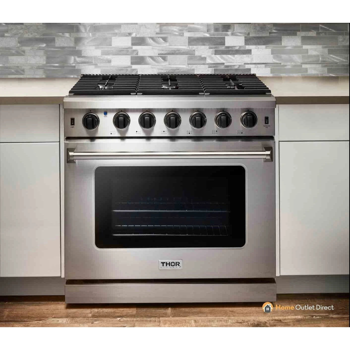 Thor Kitchen 36-Inch 6.0 Cu. Ft Single Oven Professional Gas Range in Stainless Steel LRG3601U