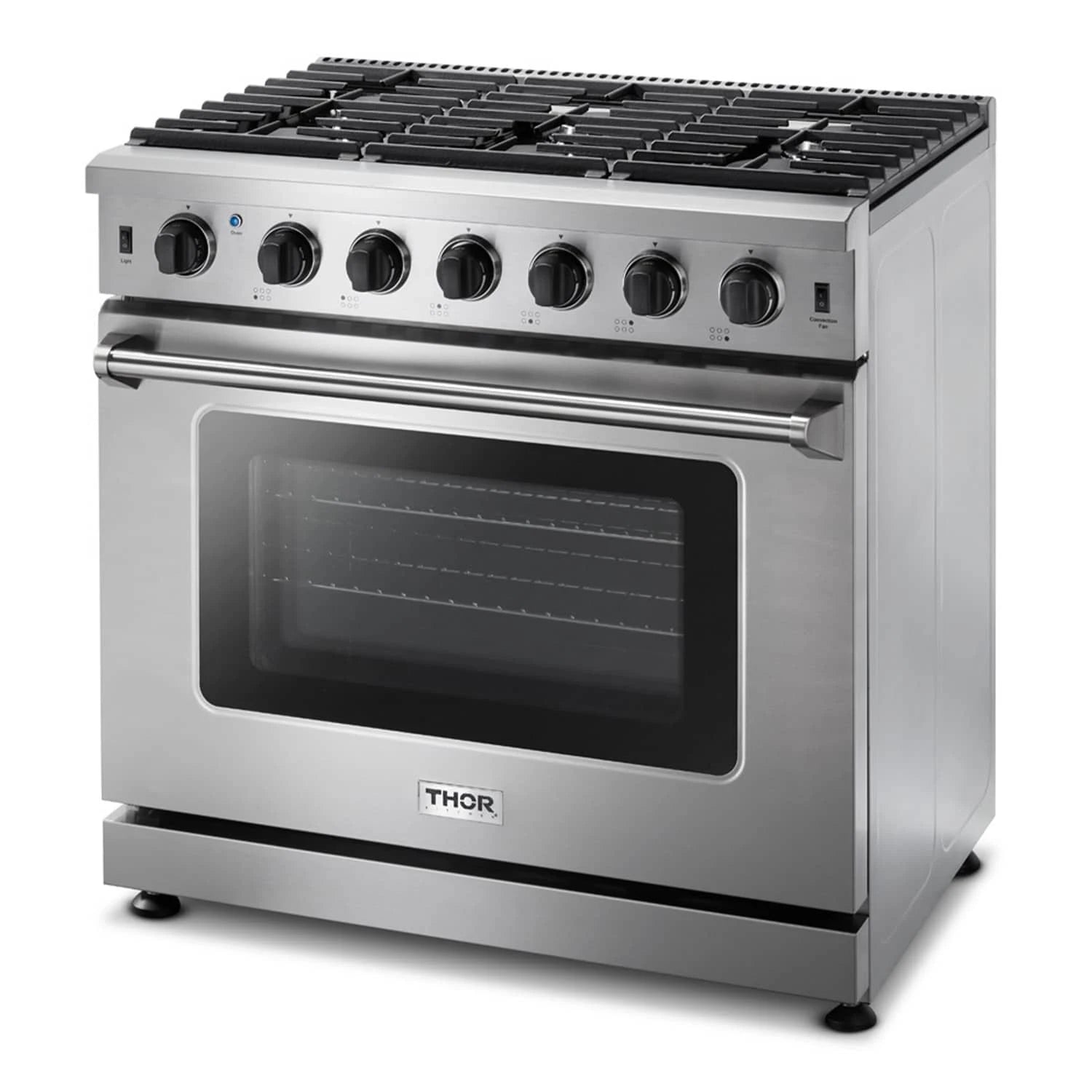 Thor Kitchen 36-Inch 6.0 Cu. Ft Single Oven Professional Gas Range in Stainless Steel LRG3601U