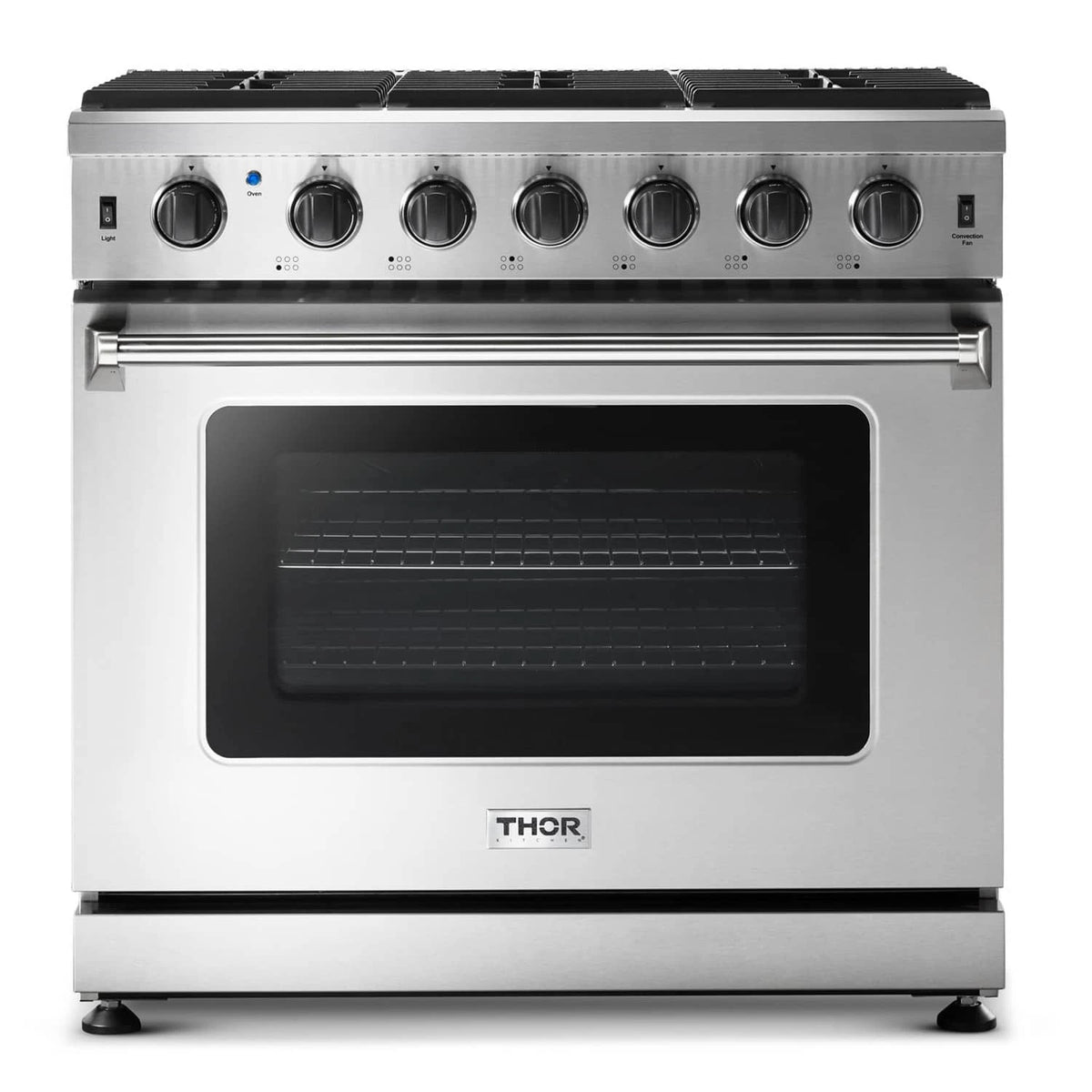 Thor Kitchen 36-Inch 6.0 Cu. Ft Single Oven Professional Gas Range in Stainless Steel LRG3601U