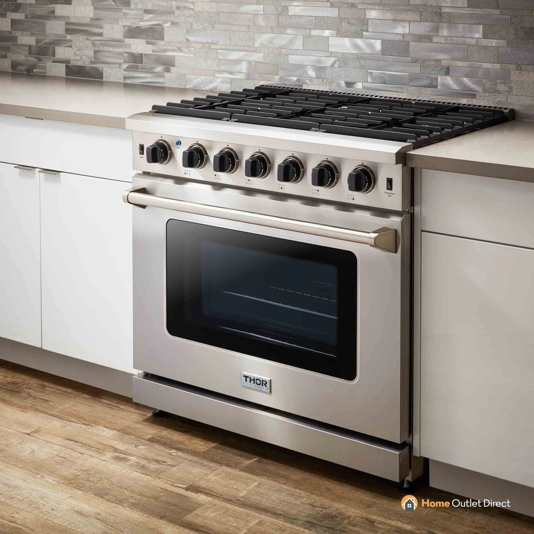 Thor Kitchen 36-Inch 6.0 Cu. Ft Single Oven Professional Gas Range in Stainless Steel LRG3601U