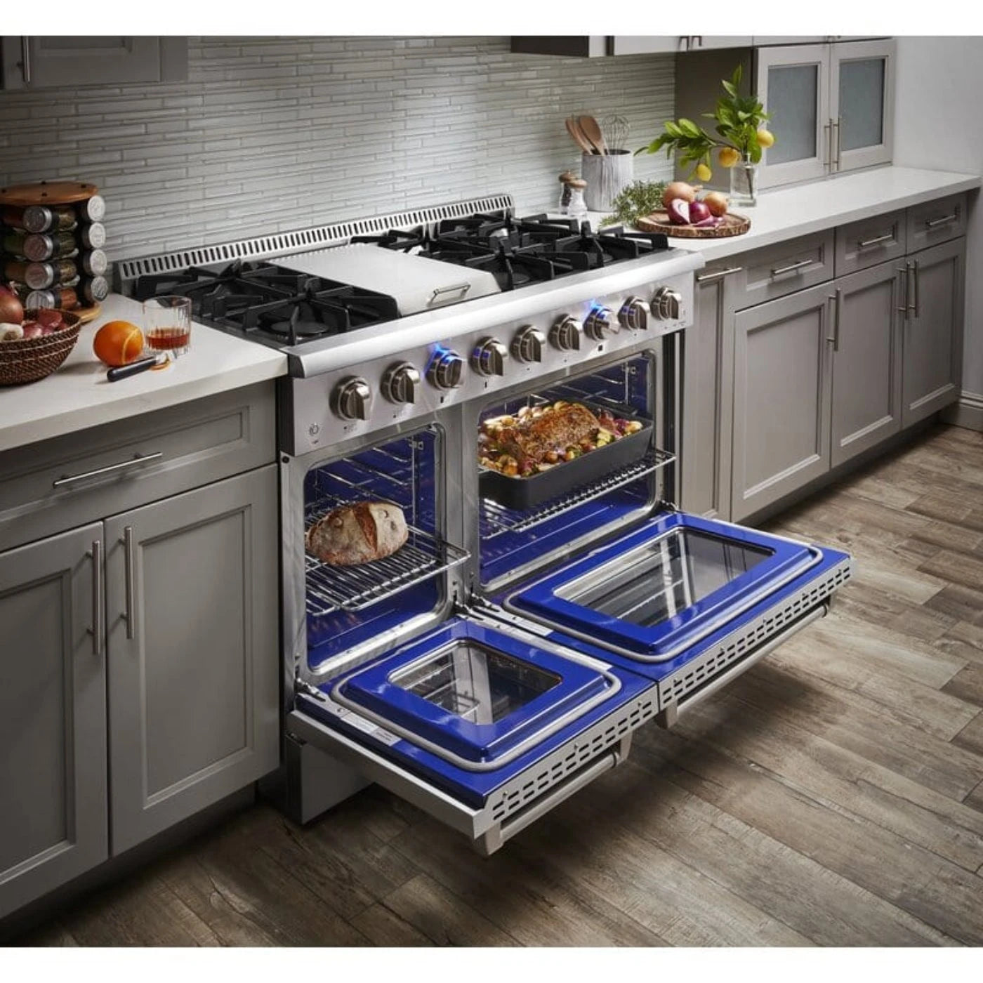 Thor Kitchen 48 in. Propane Gas Burner/Electric Oven 6.7 cu. ft. Range in Stainless Steel - HRD4803ULP