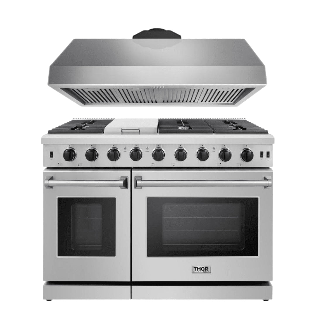 Thor Kitchen Appliance Package - 48 in. Gas Range, Range Hood, AP-LRG4807U