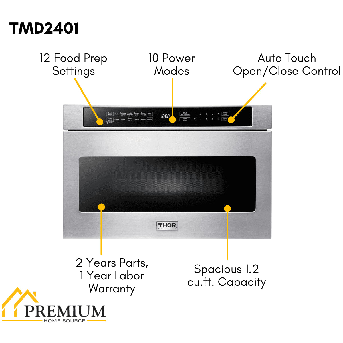 Thor Kitchen Appliance Package - 30 In. Gas Range, Range Hood, Microwave Drawer, Refrigerator, Dishwasher, Wine Cooler, AP-TRG3001-W-6