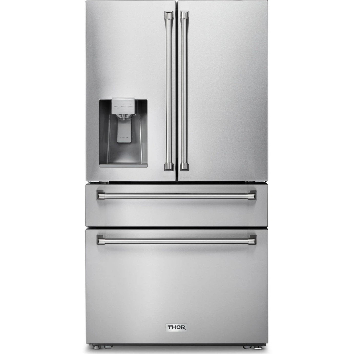 Thor Kitchen Appliance Package - 36 In. Gas Range, Range Hood, Microwave Drawer, Refrigerator with Water and Ice Dispenser, Dishwasher, AP-TRG3601-C-9