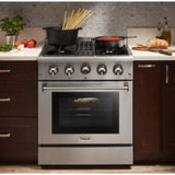 Thor Kitchen 30 in. Natural Gas Burner/Electric Oven Range in Stainless Steel, HRD3088U