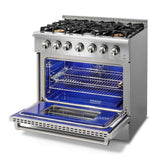 Thor Kitchen 36 in. Professional Natural Gas Range in Stainless Steel - HRG3618U