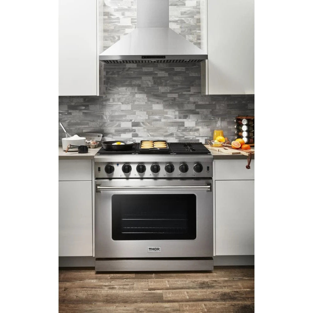 Thor Kitchen 36 in. 6.0 Cu. Ft Professional Natural Gas Range in Stainless Steel - LRG3601U