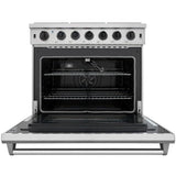 Thor Kitchen Appliance Package - 36 in. Gas Range, Range Hood, Refrigerator with Water and Ice Dispenser, Dishwasher, AP-LRG3601U-10