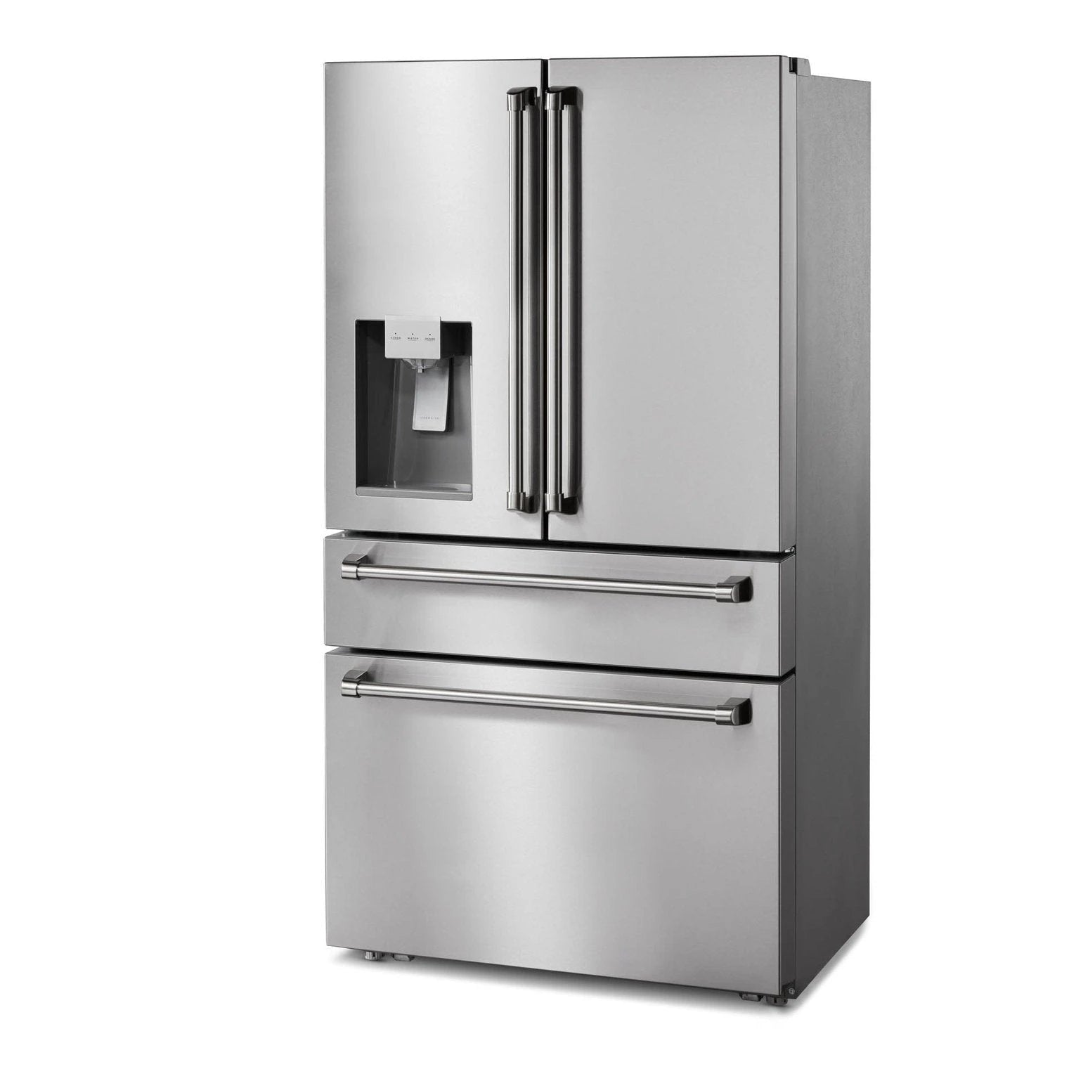 Thor Kitchen Appliance Package - 36 in. Natural Gas Range, Range Hood, Microwave Drawer, Refrigerator with Water and Ice Dispenser, Dishwasher, AP-LRG3601U-13