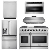 Thor Kitchen Appliance Package - 48 in. Gas Range, Range Hood, Dishwasher, Refrigerator with Water and Ice Dispenser, Microwave Drawer, AP-LRG4807U-13