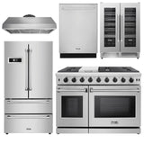 Thor Appliance Package - 48 In. Gas Range, Range Hood, Refrigerator, Dishwasher & Wine Cooler, AP-LRG4087U-4