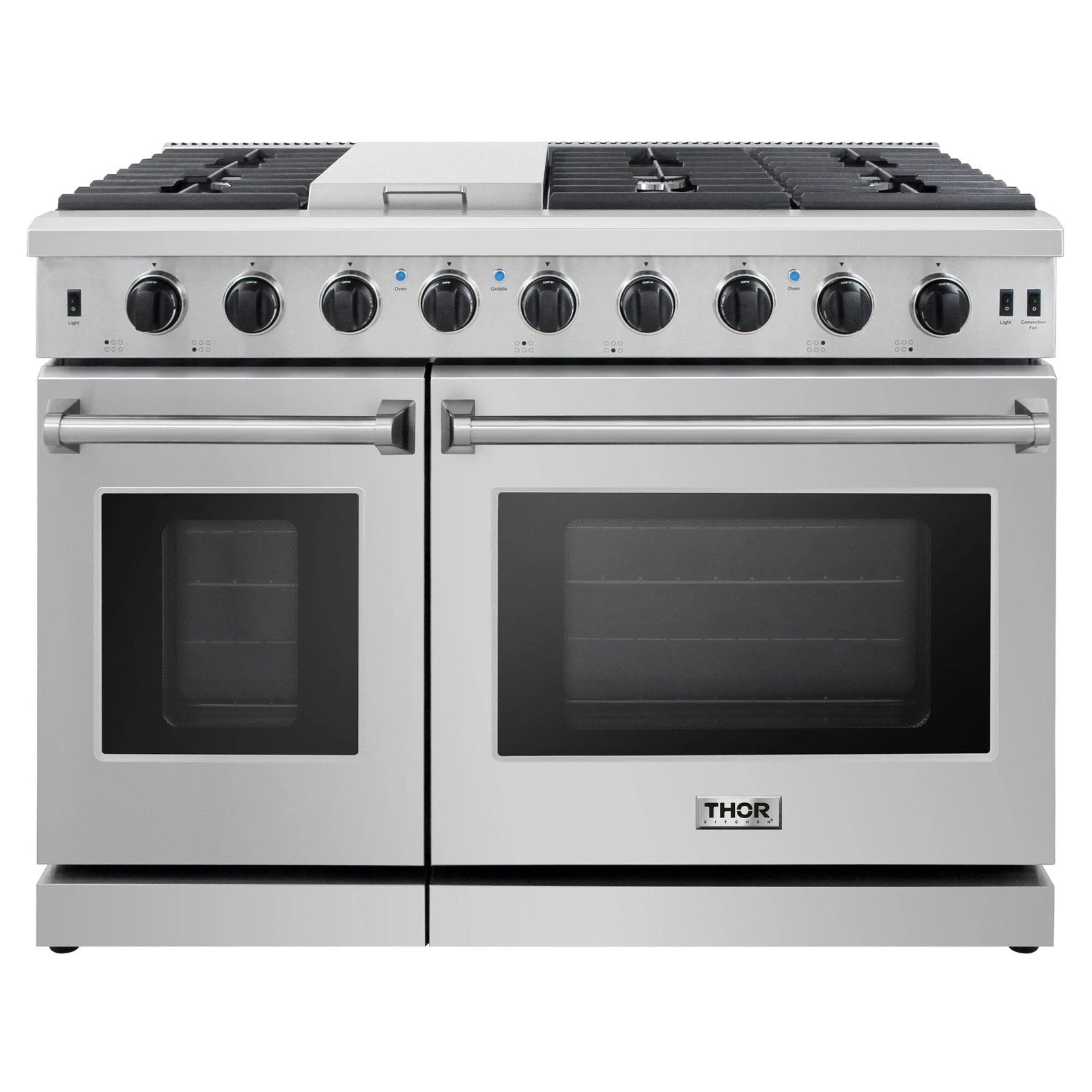 Thor Kitchen Appliance Package - 48 in. Gas Range, Range Hood, Refrigerator, Dishwasher, Wine Cooler, Microwave, AP-LRG4807U-W-6