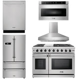 Thor Kitchen Appliance Package - 48 in. Propane Gas Range, Range Hood, Dishwasher, Refrigerator, Microwave Drawer, AP-LRG4807ULP-W-5