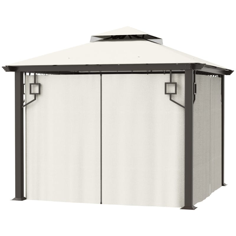 Outsunny 10' x 10' Patio Gazebo Outdoor Canopy Shelter with Double Tier Roof - 84C-344