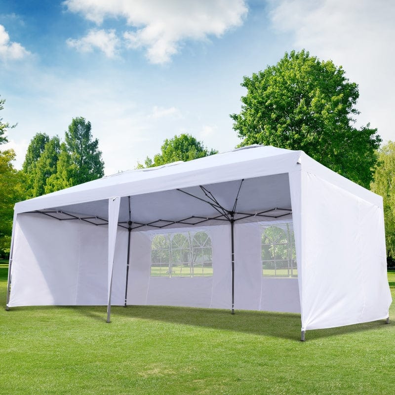 Outsunny 10' x 20' Outdoor Wedding Party Patio w/ 4 Removable Side Walls Canopy - 84C-117WT