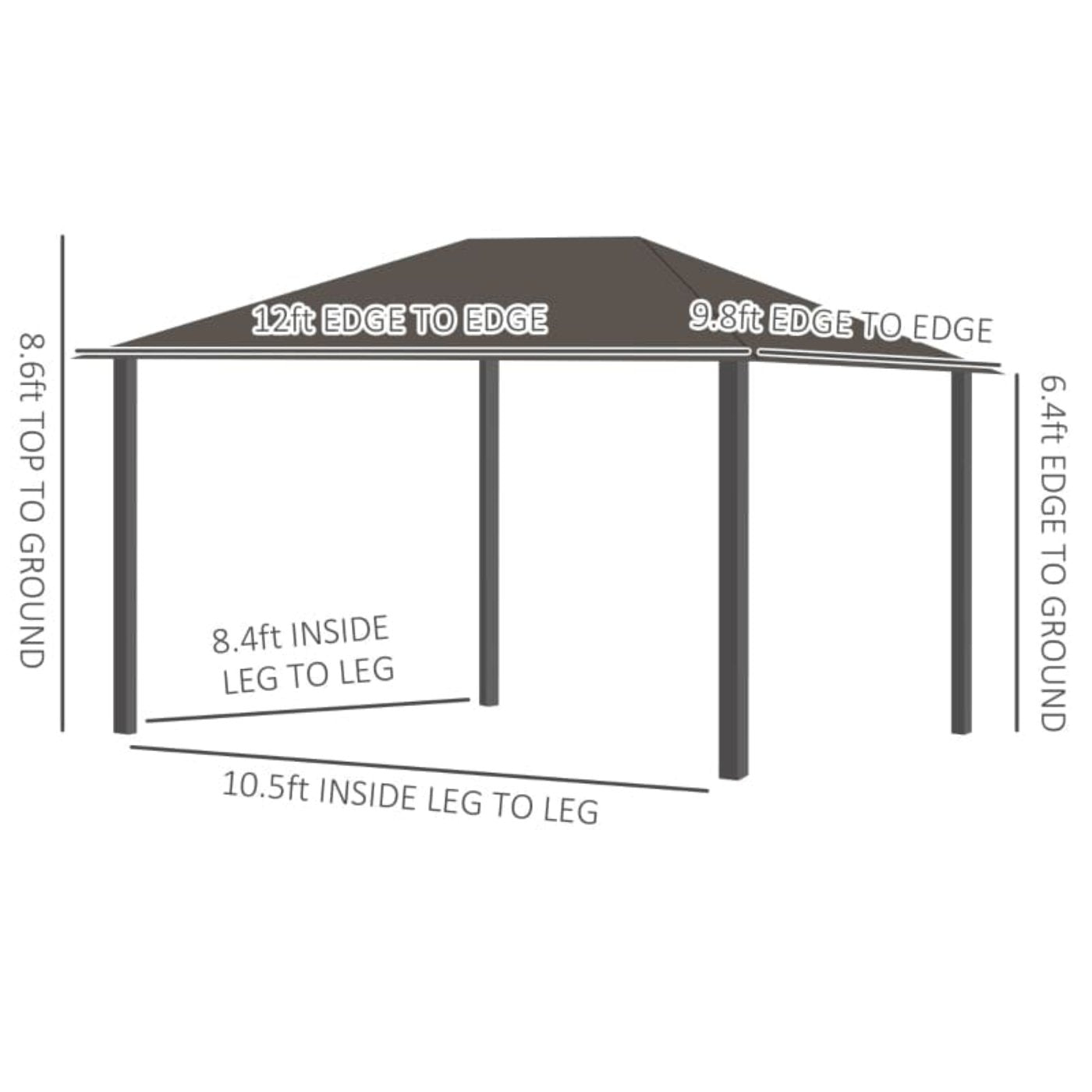 Outsunny 10 x 12 Hardtop Gazebo with Aluminum Frame - 84C-040CG