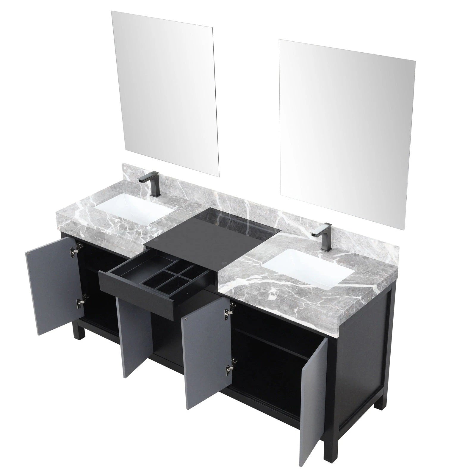 Zilara 72 Black and Grey Double Vanity - Backyard Provider