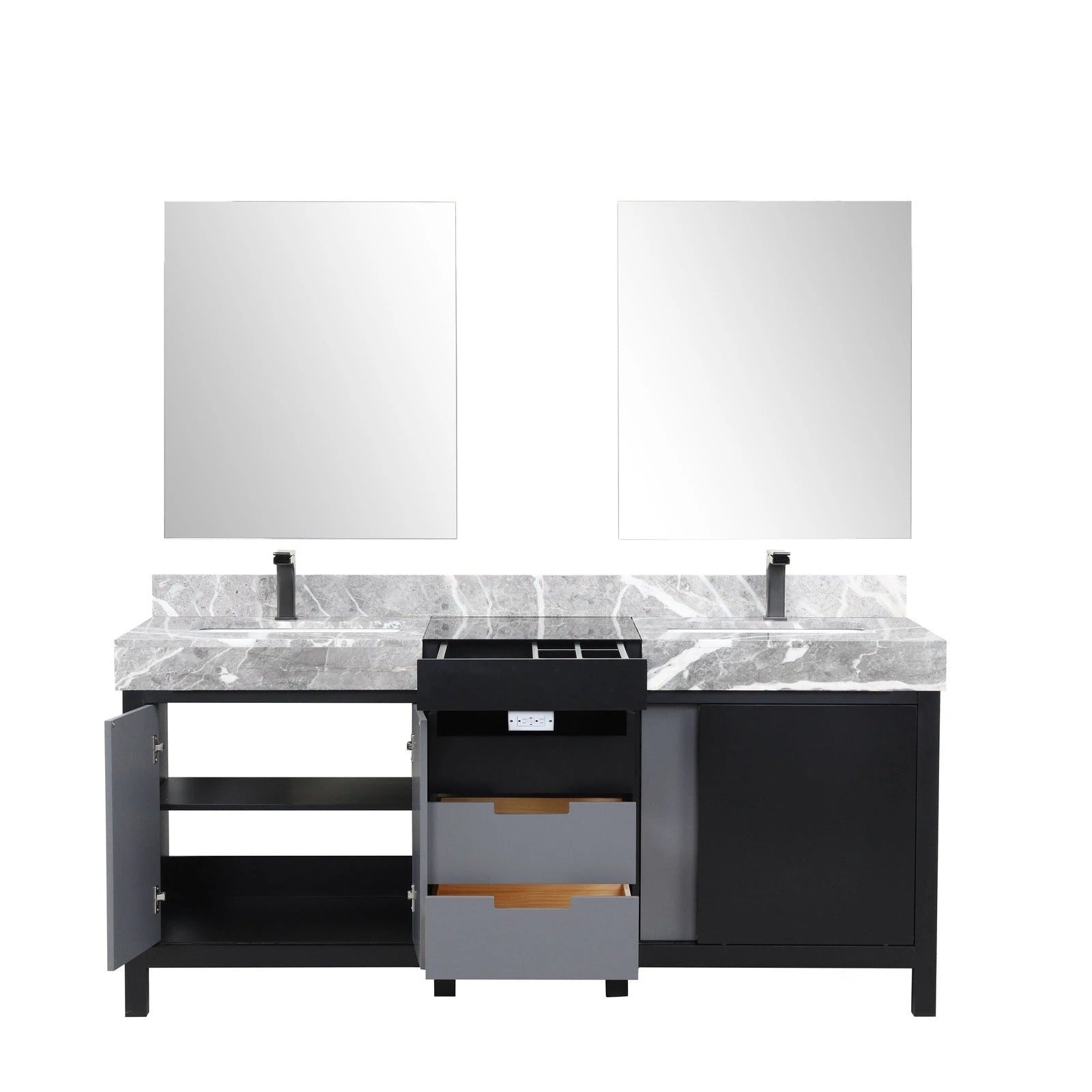 Zilara 72 Black and Grey Double Vanity - Backyard Provider