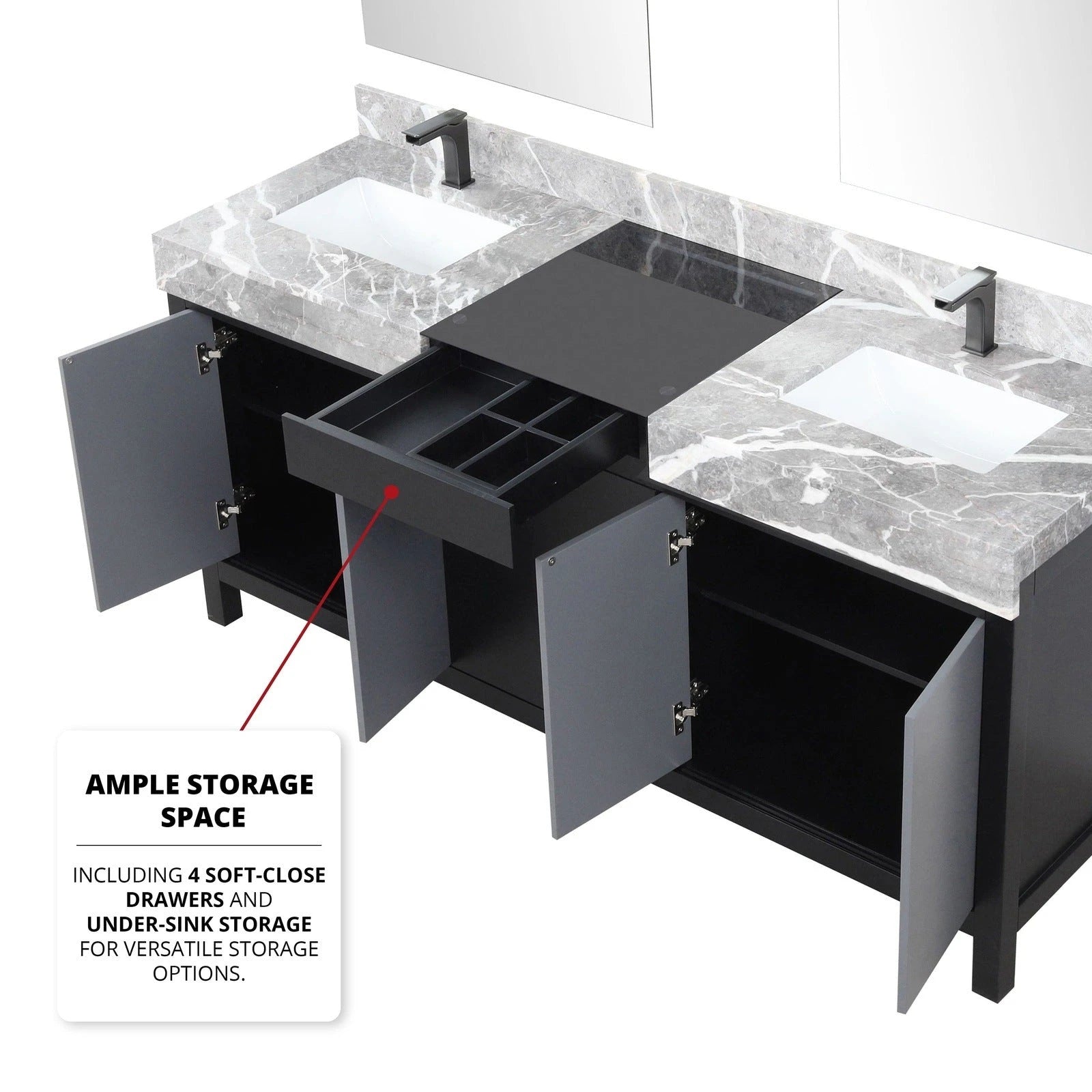 Zilara 72 Black and Grey Double Vanity - Backyard Provider