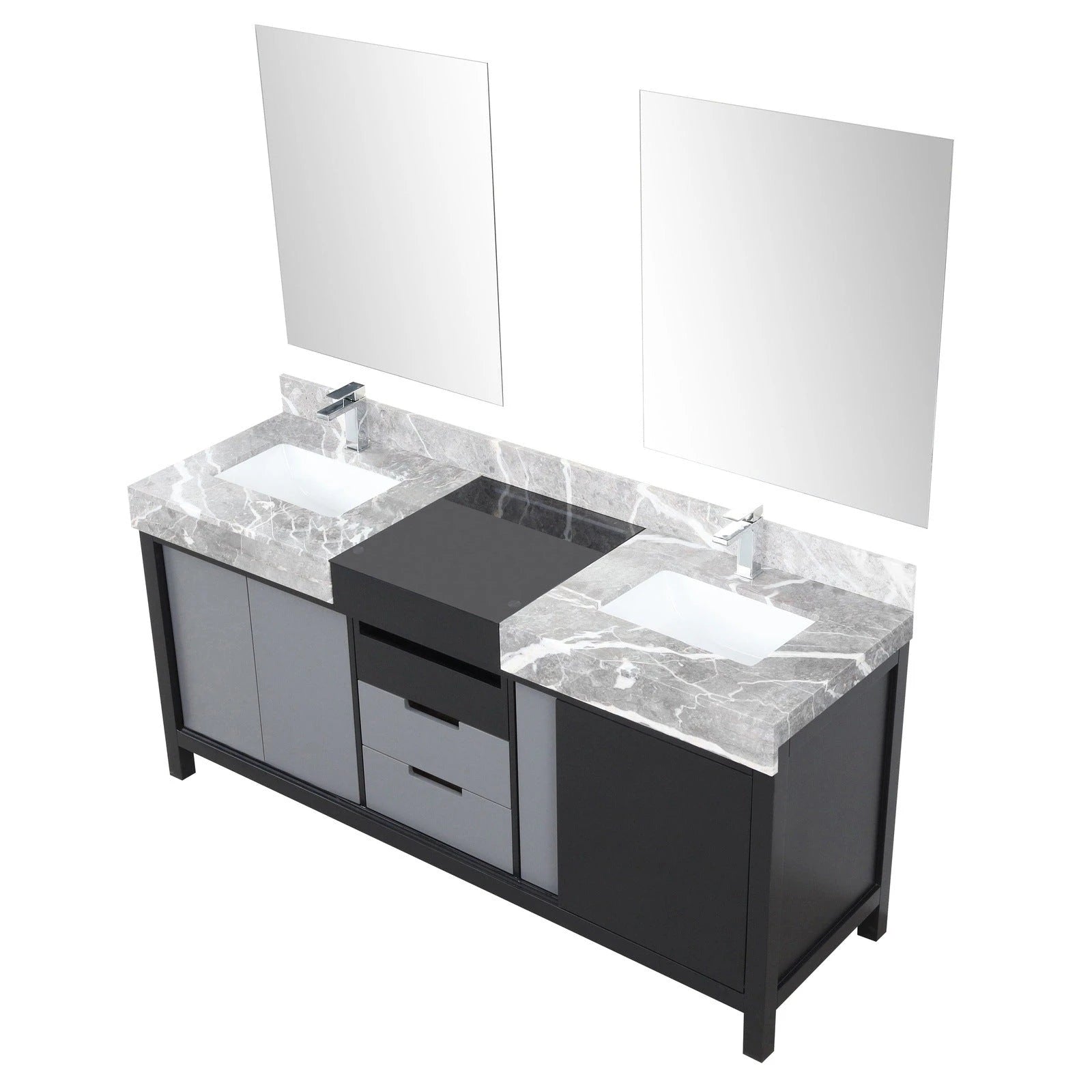 Zilara 72 Black and Grey Double Vanity - Backyard Provider