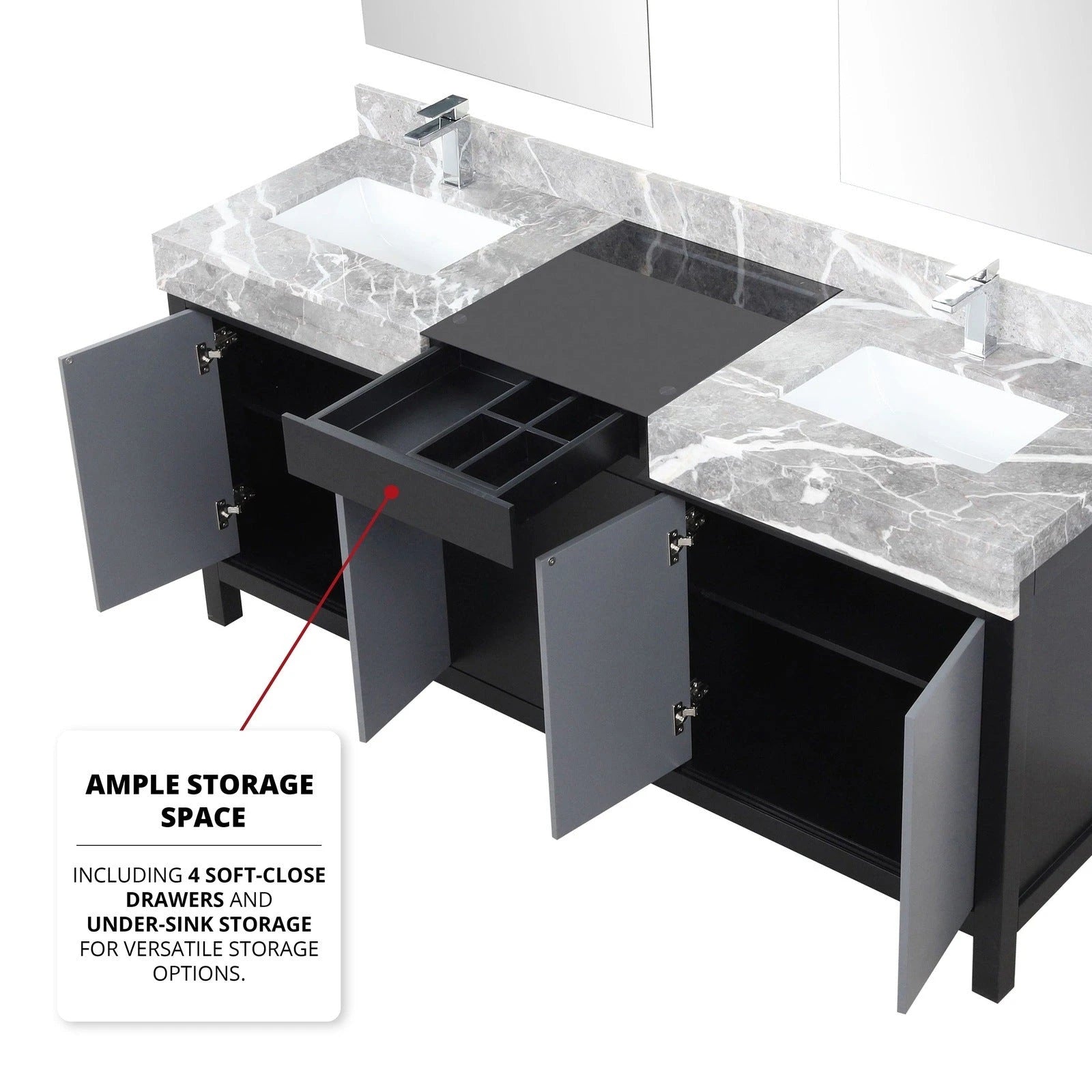 Zilara 72 Black and Grey Double Vanity - Backyard Provider