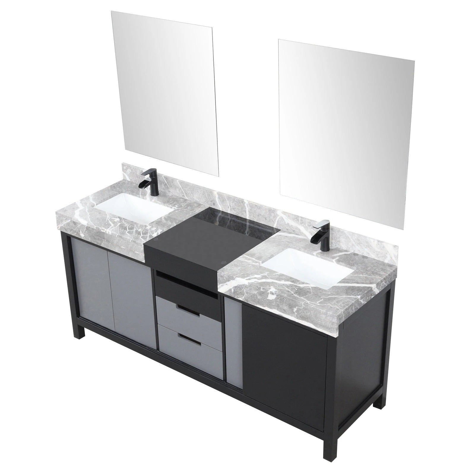 Zilara 72 Black and Grey Double Vanity - Backyard Provider