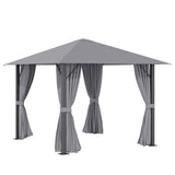 Outsunny 10' x 10' Patio Gazebo Aluminum Frame Outdoor Canopy - 84C-322GY