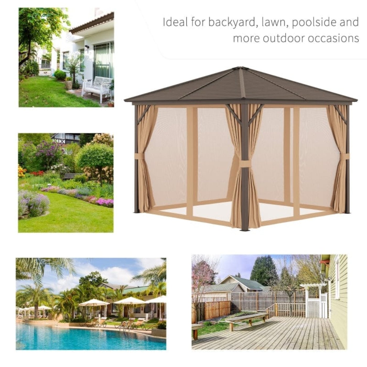 Outsunny 10x10 Hardtop Gazebo with Aluminum Frame - 84C-094V01