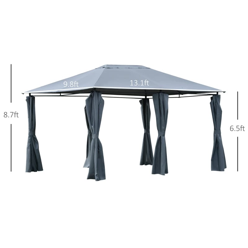 Outsunny 13' x 10' Steel Outdoor Patio Gazebo - 84C-116GY