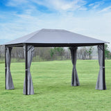 Outsunny 13' x 10' Outdoor Patio Gazebo Canopy with PA Coated Polyester Roof - 84C-188V01GY